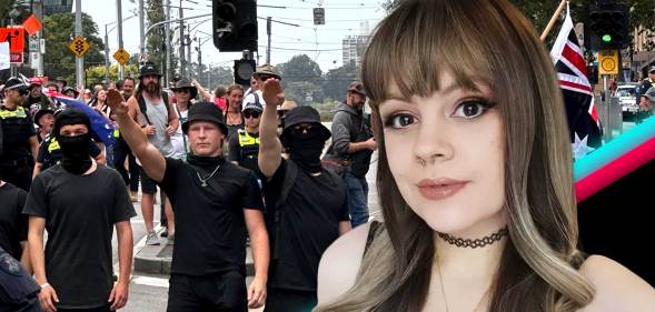 Lilah and a neo-nazi group at Melbourne protest