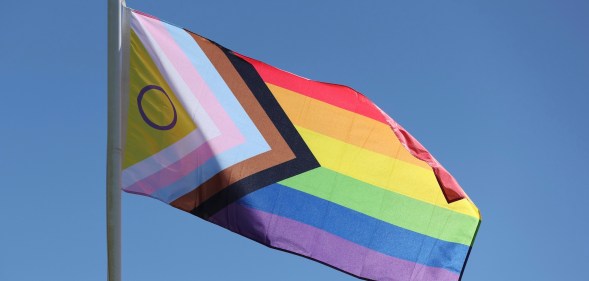 Progress Pride flag with intersex and trans symbols