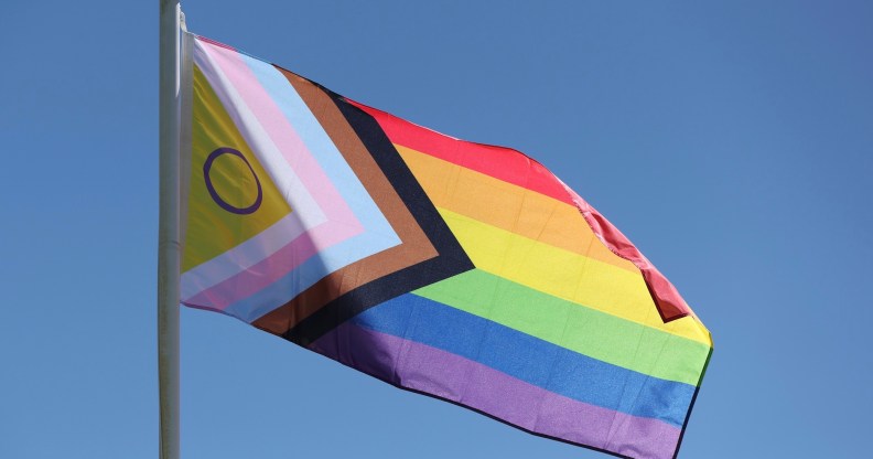 Progress Pride flag with intersex and trans symbols