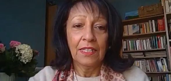 A screenshot of EHRC Chair Kishwer Falkner during a video call.