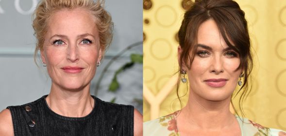 A photo of Gillian Anderson in a black dress, next to a photo of Lena Headey in a floral dress.