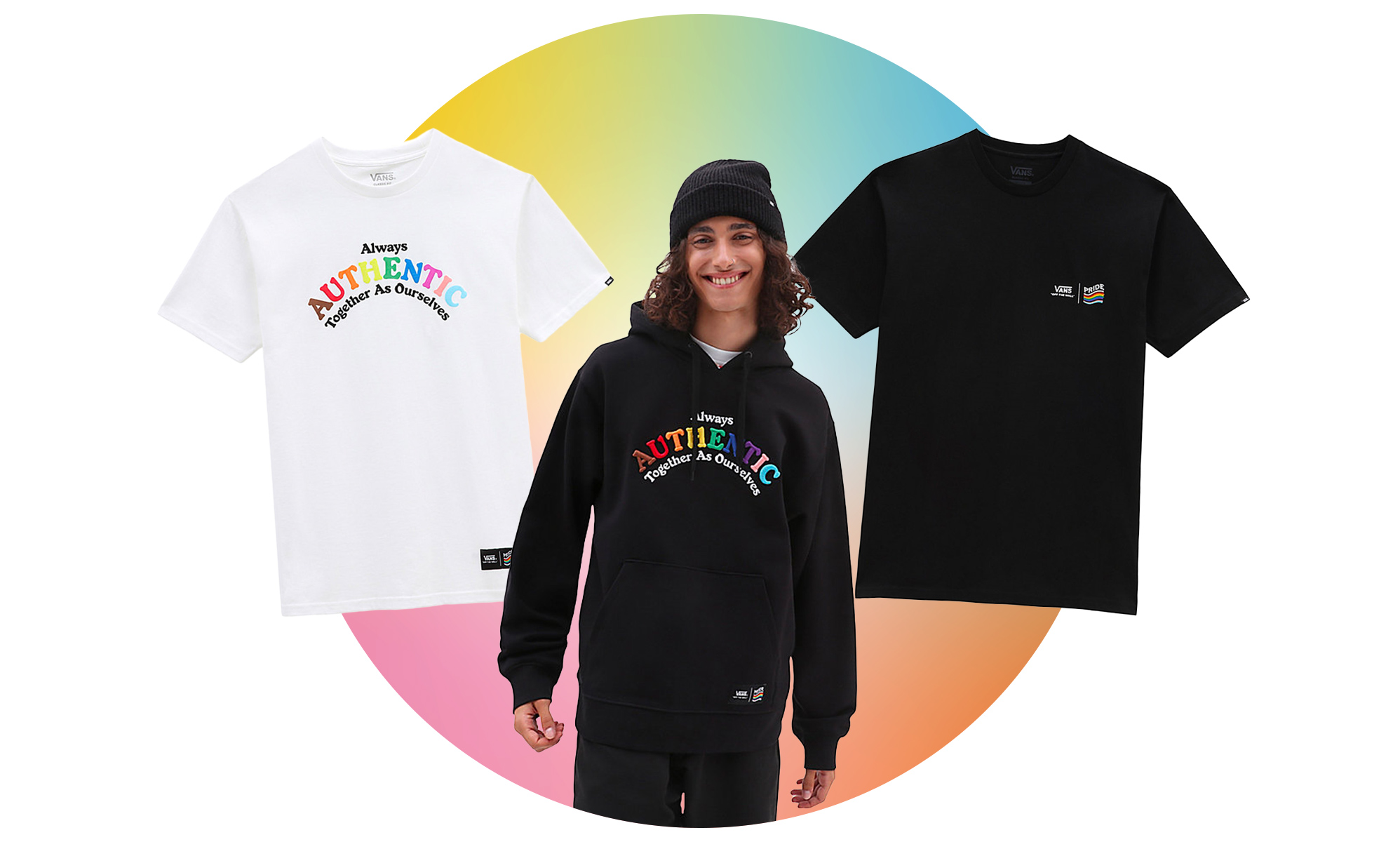 Vans rainbow store sweatshirt in white