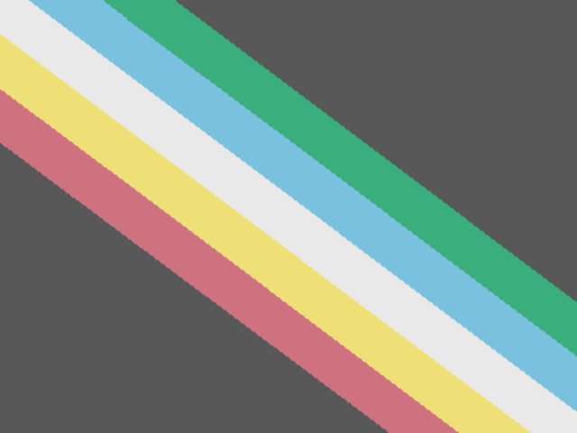 Disability Pride flag. A dark background with a diagonal stripe of five colors representing the diversity of the disability community and their strength in overcoming challenges. The colours are red, yellow, white, blue and green 