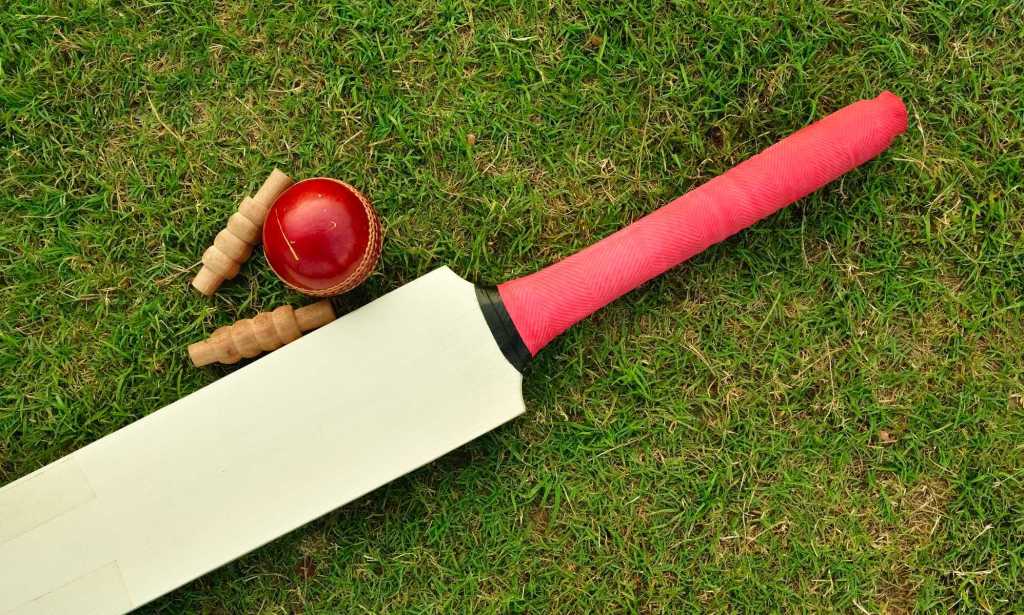 A Cricket bat and ball. 