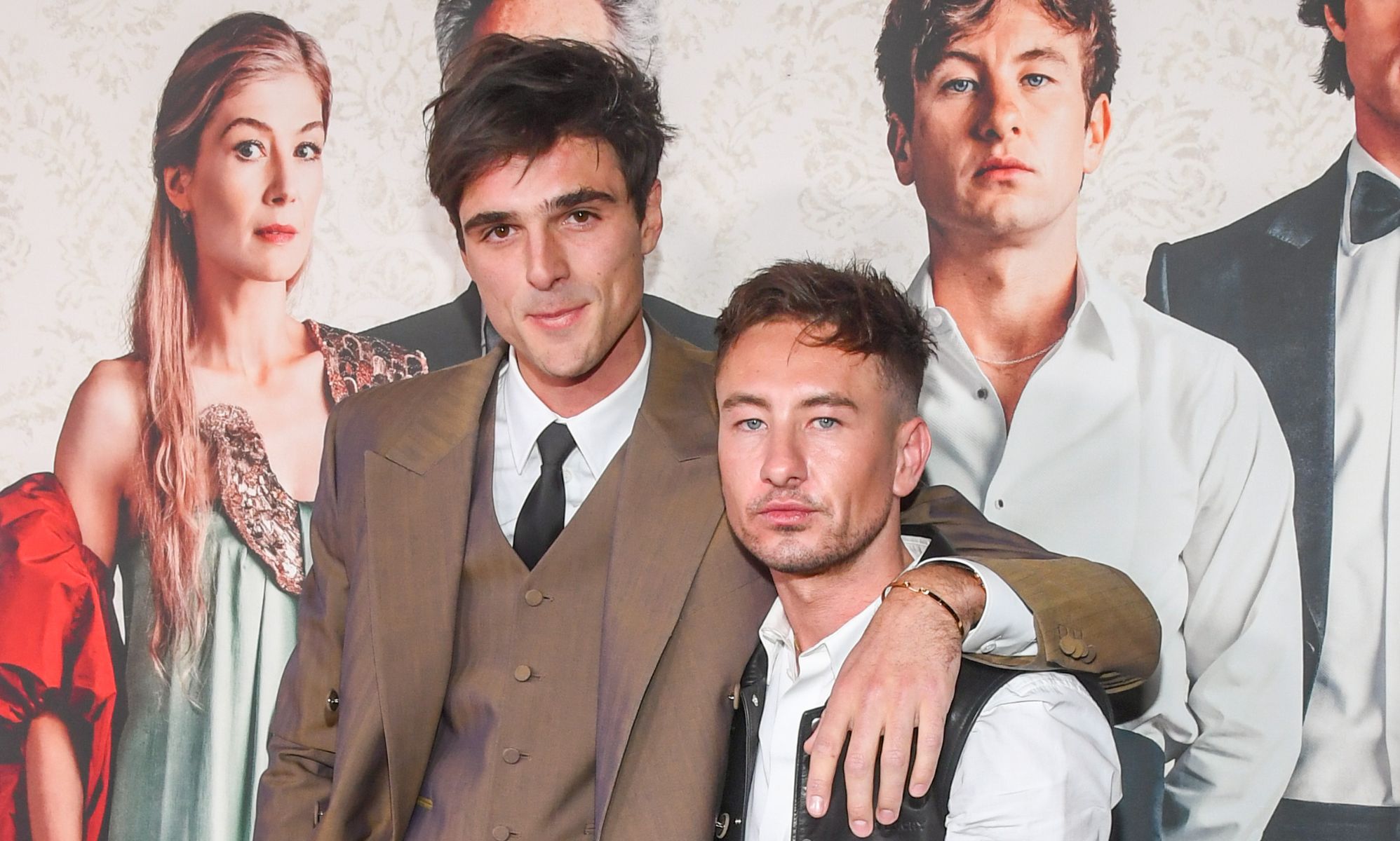 Saltburn's Jacob Elordi and Barry Keoghan lean in for kiss at premiere