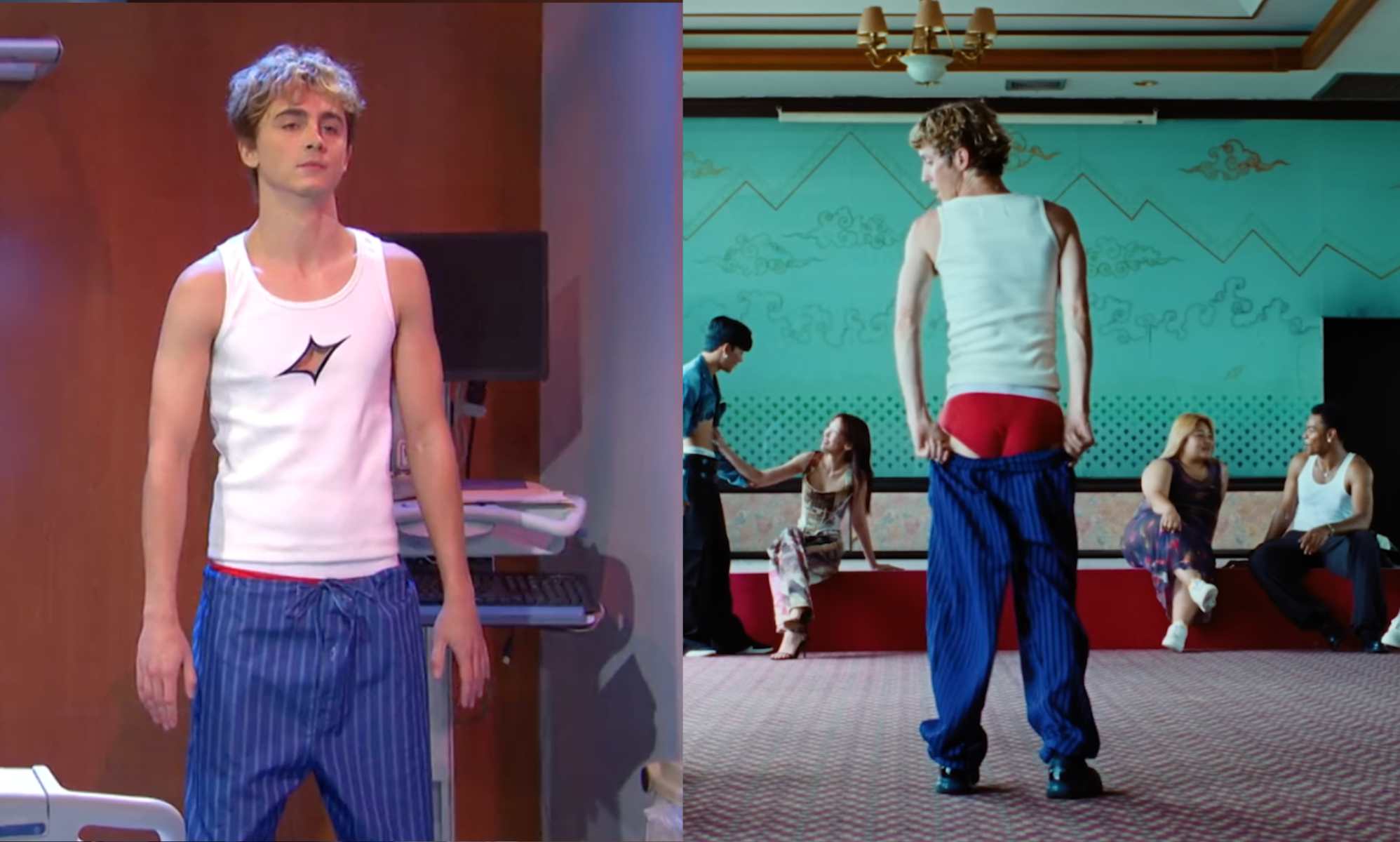 Timothée Chalamet flashes bum in Troye Sivan SNL parody