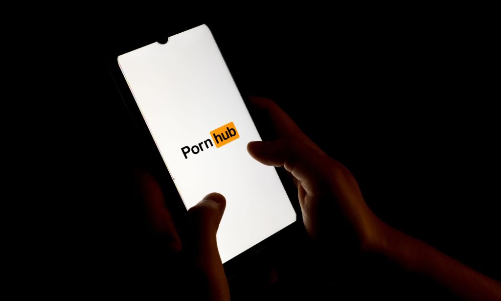 Stock image of the PornHub app on a phone