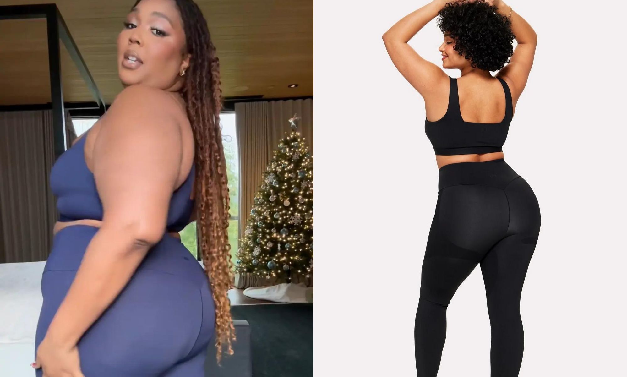 Lizzo wears cut-out leggings from shapewear brand Yitty on private