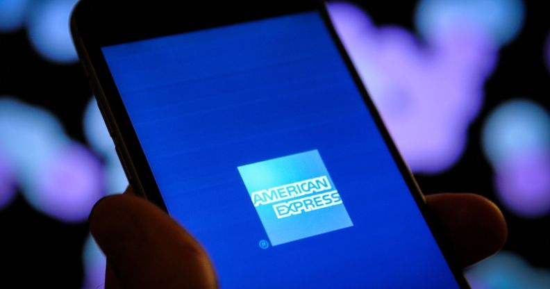 This is an image of a mobile device showing the American Express logo