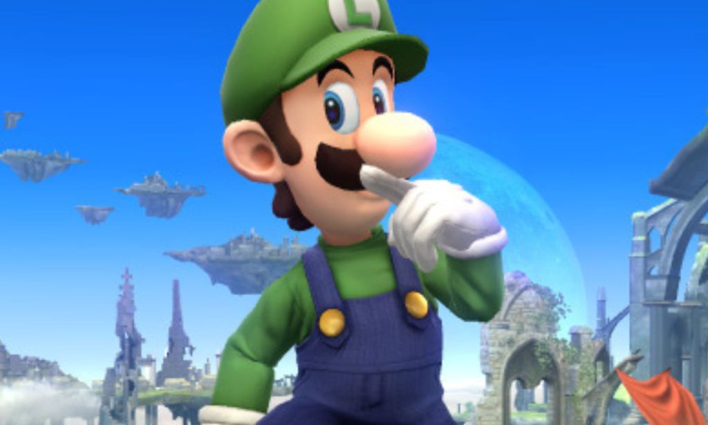 A screenshot of Luigi from the game Super Smash Brothers Ultimate.