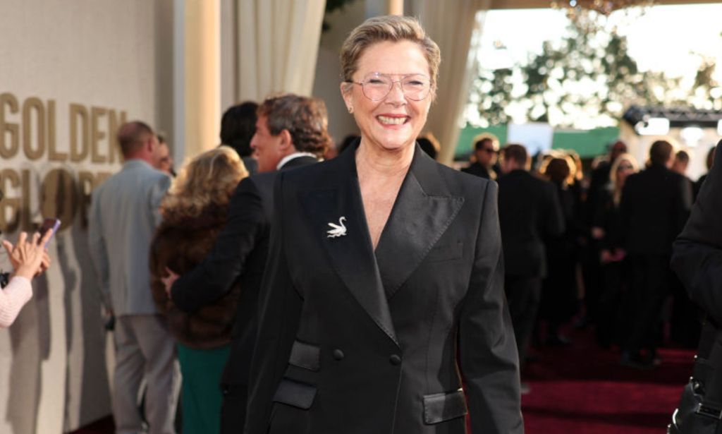 This is an image of Annette Bening on the Red Carpet at the 2024 Golden Globe awards.