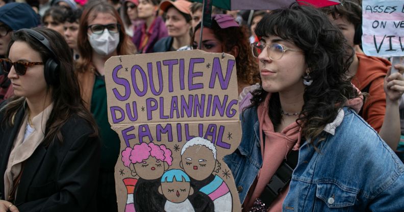 Protestors in Paris showing support for trans people.