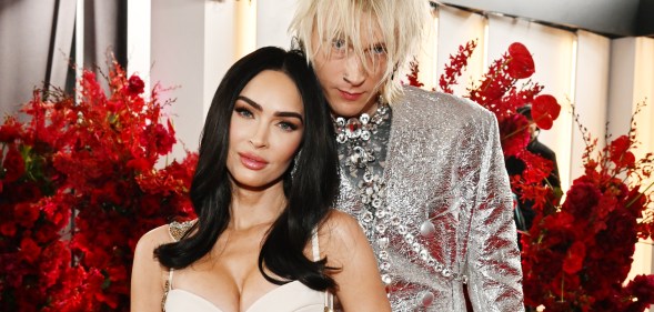 Machine Gun Kelly appeared to address his miscarriage with Megan Fox with the project. (Getty)