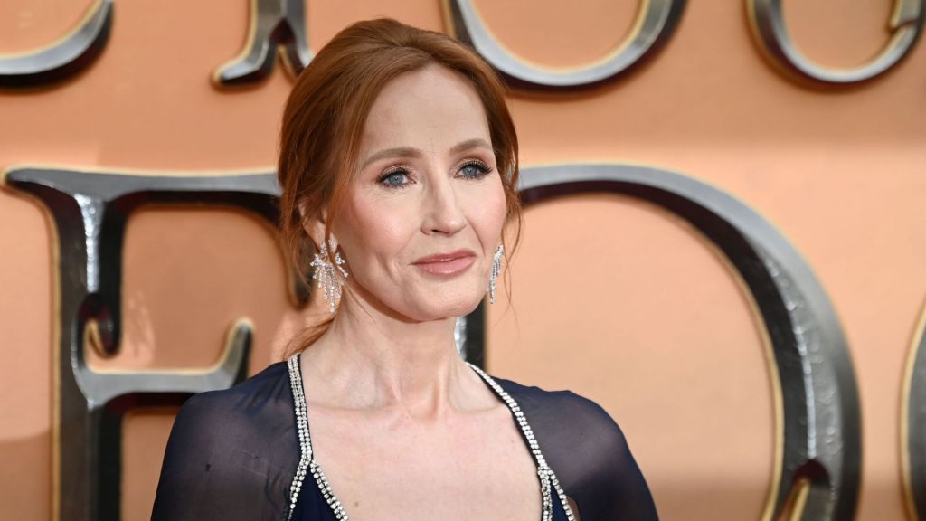 JK Rowling arrives at the "Fantastic Beasts: The Secret of Dumbledore" world premiere at The Royal Festival Hall on March 29, 2022 in London, England