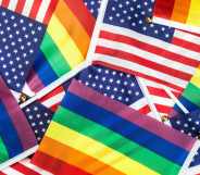 American and Pride flags