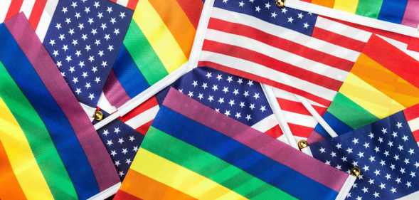 American and Pride flags