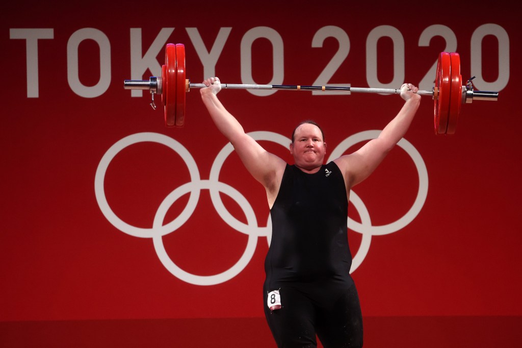 Laurel Hubbard competing at the Tokyo 2020 Olympic Games.