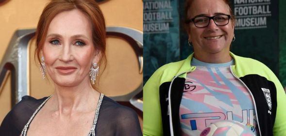 Harry Potter author JK Rowling (left) and trans football manager Lucy Clark (right)