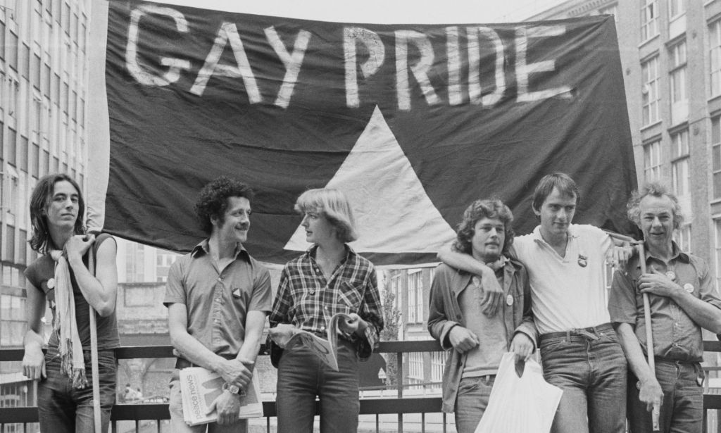 Pride activists during a protest in London, 1977.