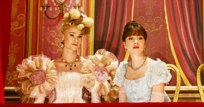 Picture shows Cressida and Eloise at the theatre sitting in a balcony box