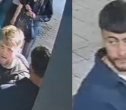 A split image of two men in a CCTV screenshot.