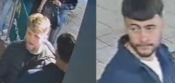 A split image of two men in a CCTV screenshot.