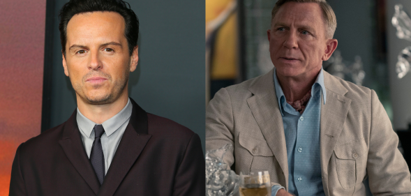 Andrew Scott (left) is joining Daniel Craig (right) in Knives Out 3. (Getty/Netflix)