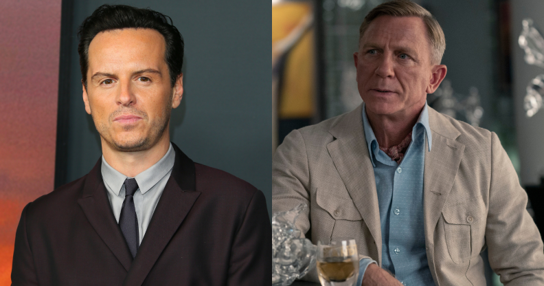 Andrew Scott (left) is joining Daniel Craig (right) in Knives Out 3. (Getty/Netflix)