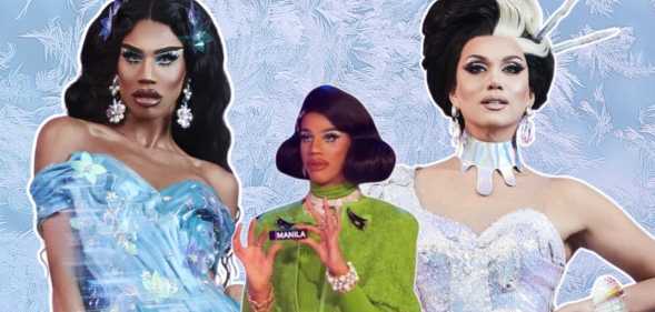RuPaul's Drag Race star Naomi Smalls (left) and All Stars 4 co-star Manila Luzon (right), with a picture of Manila's shock elimination (centre)