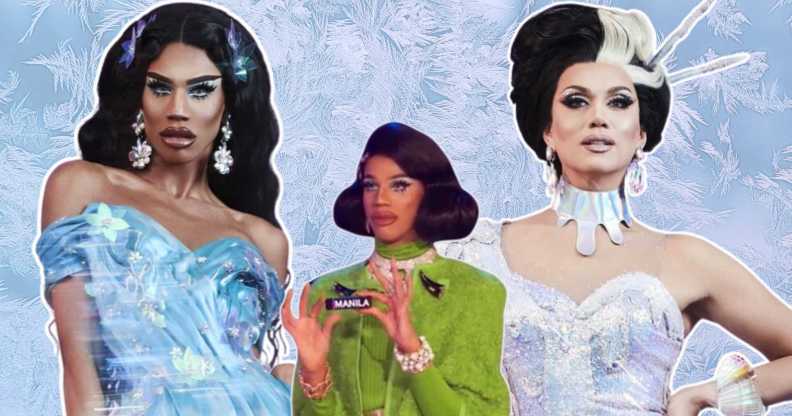 RuPaul's Drag Race star Naomi Smalls (left) and All Stars 4 co-star Manila Luzon (right), with a picture of Manila's shock elimination (centre)
