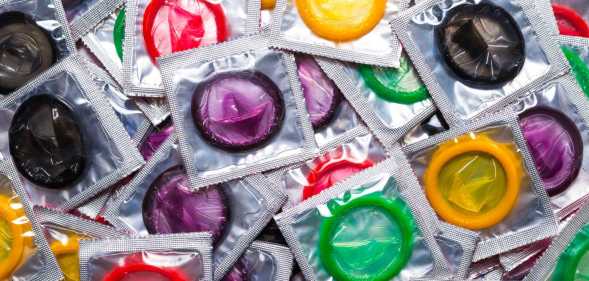 multi coloured condom packets