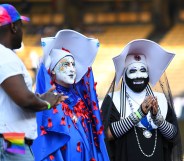 Drag performers at Dodgers Stadium