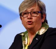Joanna Cherry speaking into a microphone.