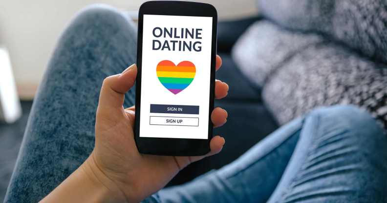 LGBTQ dating app on phone