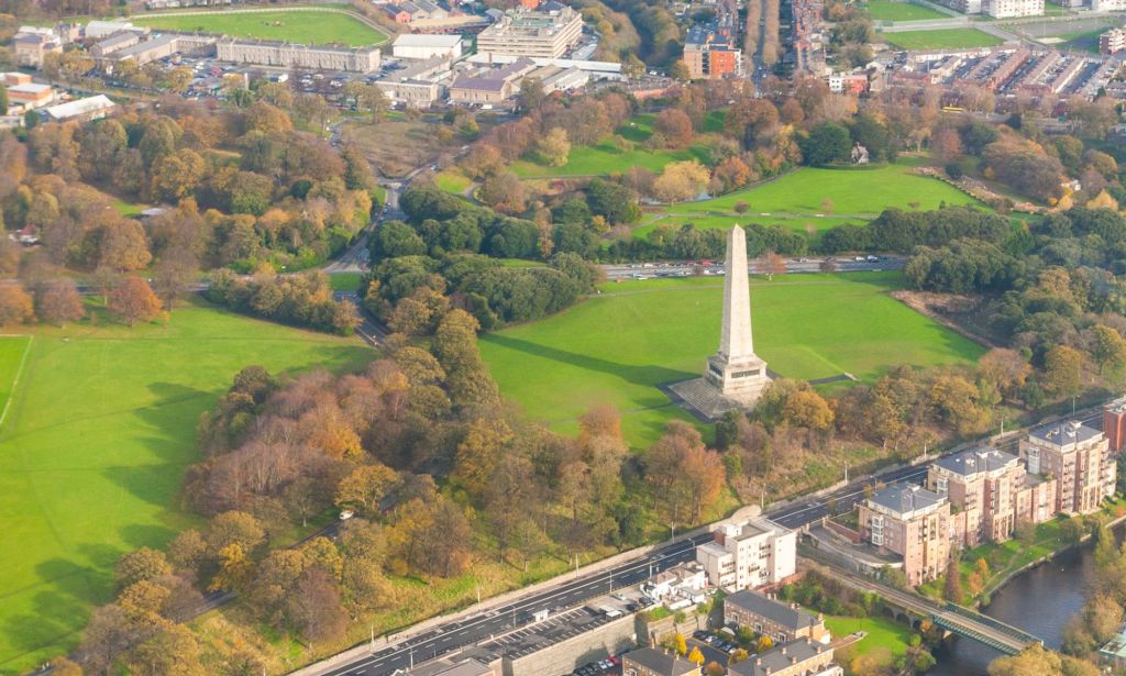 An overhead shot of Phoenix Park in Dublin, Ireland.