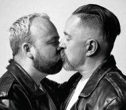Two men kissing in Pride in London's 2024 campaign