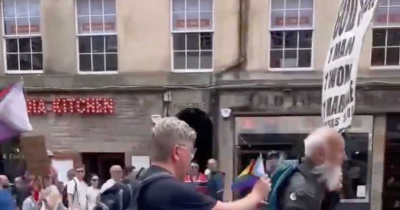 Dad Dan Bretherton has been hailed a 'legend' for putting a Pride flag in the backpack of a lone protester a Edinburgh Pride.