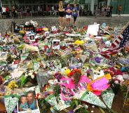 Hundreds of flowers and tributes to those killed in the Pulse Nightclub shooting.