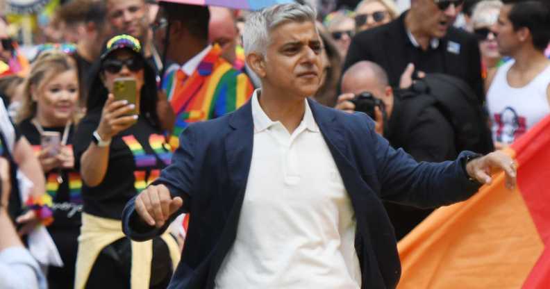 Major of London Sadiq Khan attends Pride in London 2022: The 50th Anniversary - Parade on July 02, 2022 in London, England