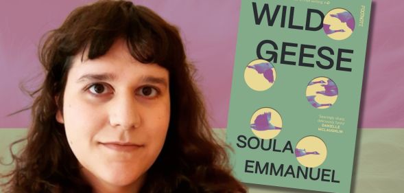 Author Soula Emmanuel' and her book Wild Geese.