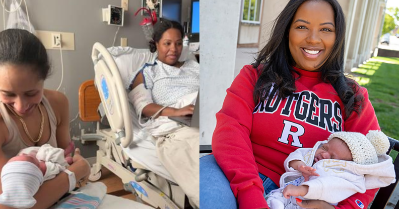 A woman at Rutgers defended her dissertation after giving birth. (Tamiah Brevard-Rodriquez/Nick Romanenko/Rutgers University)