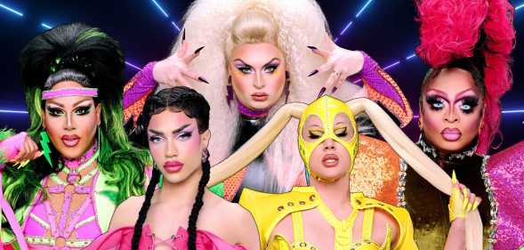 Canada's Drag Race: Canada Vs. The World Season 2 cast. (L-R, Alexis Mateo, Miss Fiercalicious, Cheryl Hole, Lemon, Kennedy Davenport)