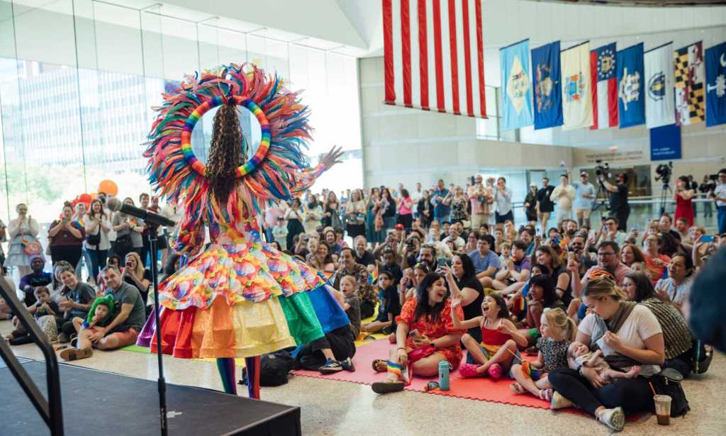 A record-breaking crowd attended the drag queen story event in Philadelphia