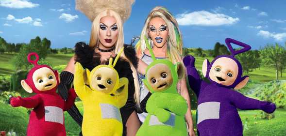 Drag queens Alaska and WIllam and the Teletubbies