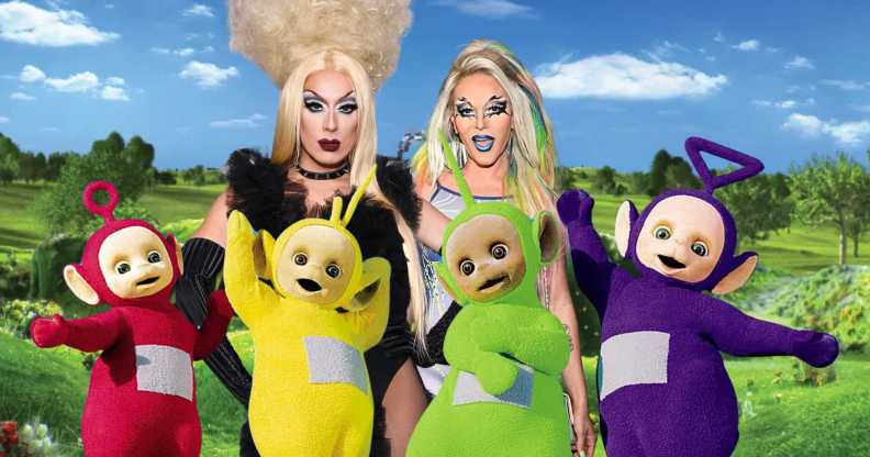 Drag queens Alaska and WIllam and the Teletubbies