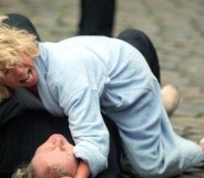 Gail and Eileen brawl in the street in a Corrie episode from 2004 (ITV)