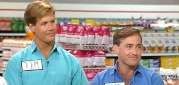 Tim Leach and Mark Dammann appear on Supermarket Sweep in 1991