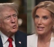 A split image of Donald Trump and Laura Ingraham.