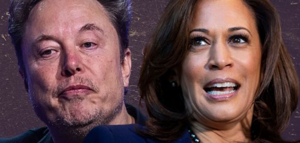 An edited image of Kamala Harris and Elon Musk.