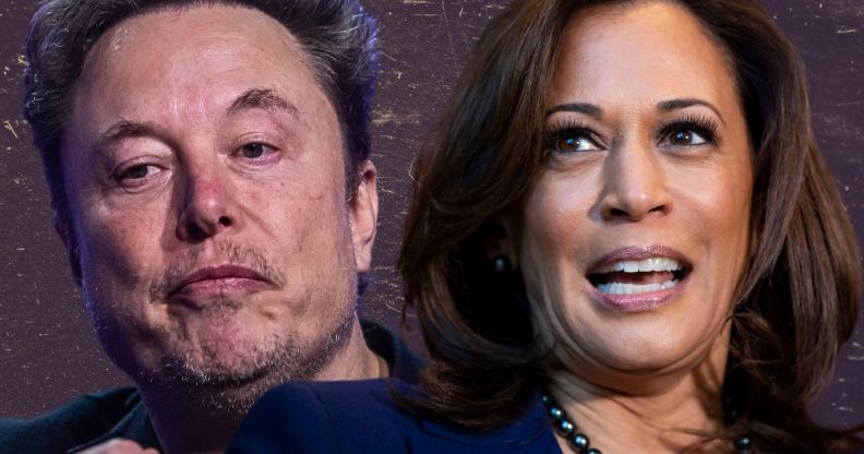 An edited image of Kamala Harris and Elon Musk.